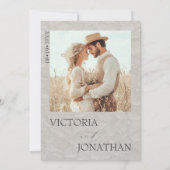 Lichtgrijs Moderne Witte Fotobruiloft Kaart (Achterkant)