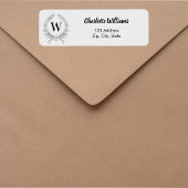 Lichtgrijs monogram initiaal krans retouradres etiket