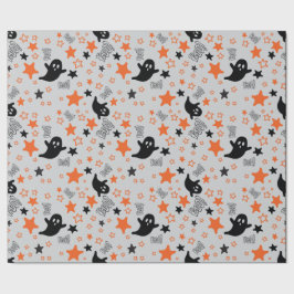 Lichtgrijs Naadloos inpakpapier: geesten, sterren Cadeaupapier