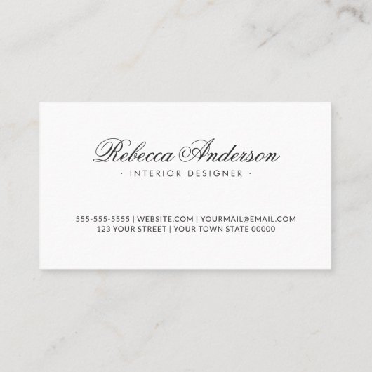 Lichtgrijs romantisch script visitekaartje (Achterkant)