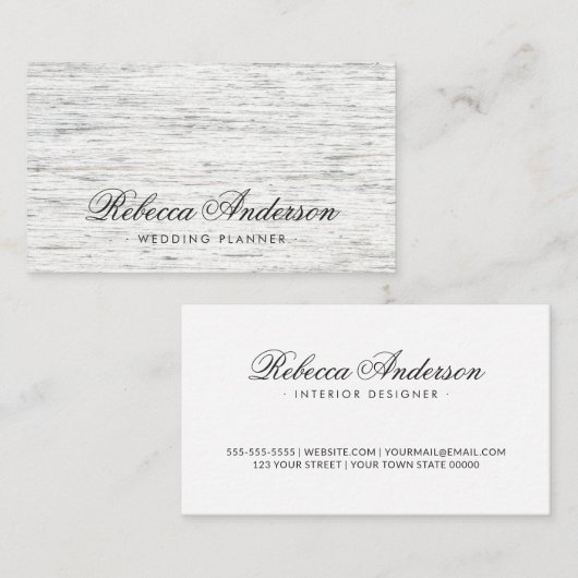 Lichtgrijs romantisch script visitekaartje (Voorkant / Achterkant)