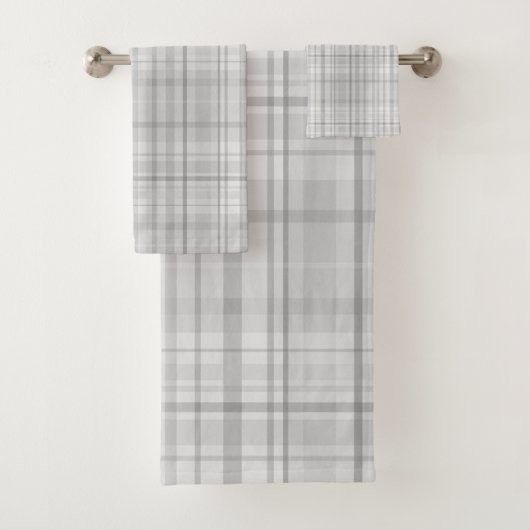 Lichtgrijs ruitpatroon minimaal chic ontwerp bad handdoek (Insitu)