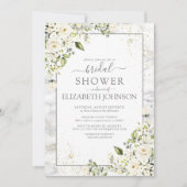 Lichtgrijs Wit Bloemen Goud Marmeren Vrijgezellenf Kaart (Voorkant)