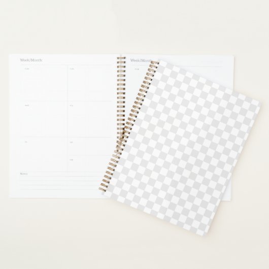 Lichtgrijs Wit Geruit Dambord Planner (Display)