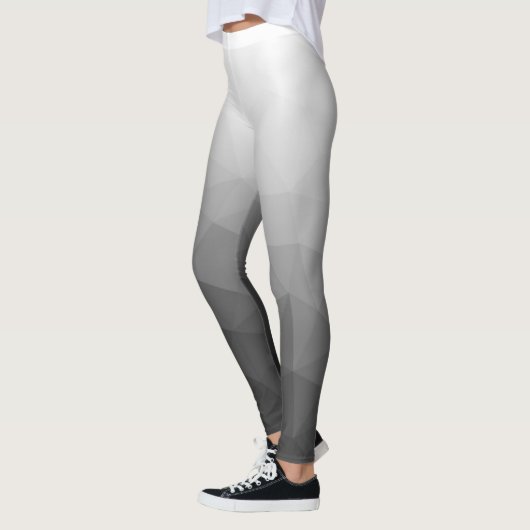 Lichtgrijs Wit Gradiënt Geometrie Mesh Patroon Leggings (Links)