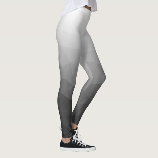 Lichtgrijs Wit Gradiënt Geometrie Mesh Patroon Leggings (Rechts)