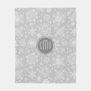 Lichtgrijs & Wit Kerstmis Sneeuwvlokken Fleece Deken