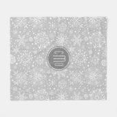 Lichtgrijs & Wit Kerstmis Sneeuwvlokken Fleece Deken (Voorkant (Horizontaal))