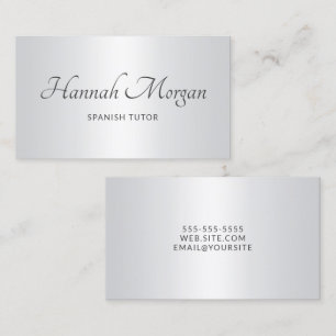 Lichtgrijs Wit Ombre Elegant Script Visitekaartje