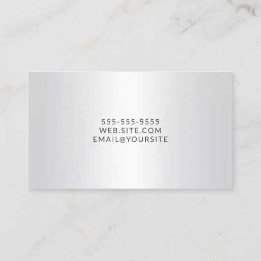 Lichtgrijs Wit Ombre Elegant Script Visitekaartje (Achterkant)