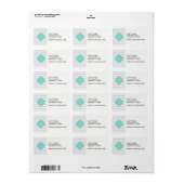 Lichtgrijs Witte Chevron Aqua Quatrefoil Monogram Etiket (Full Sheet)