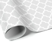Lichtgrijs witte Marokkaanse Quatrefoil-patroon #5 Cadeaupapier (Rol Hoek)