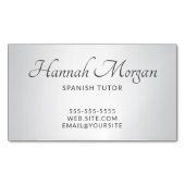 Lichtgrijs Witte Ombre Elegante Script Magnetisch Visitekaartje (Voorkant)