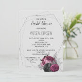 Lichtgrijs Zilver Bourgogne Bloemen Vrijgezellenfe Kaart (Staand voorkant)