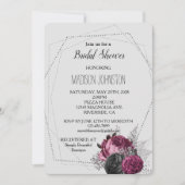 Lichtgrijs Zilver Bourgogne Bloemen Vrijgezellenfe Kaart (Voorkant)