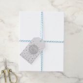 Lichtgrijs & Zilver Glanzend Confetti Stippen Mode Cadeaulabel (Met Touw)