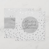 Lichtgrijs & Zilver Glanzend Confetti Stippen Mode Kaart (Voorkant / Achterkant)