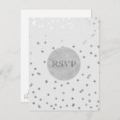 Lichtgrijs & Zilver Glanzend Confetti Stippen RSVP Uitnodiging Briefkaart (Voorkant / Achterkant)