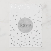 Lichtgrijs & Zilver Glanzend Confetti Stippen RSVP Uitnodiging Briefkaart (Voorkant)