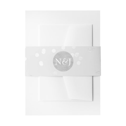 Lichtgrijs & Zilver Glanzende Confetti Stippen Inv Uitnodigingen Wikkel (Voorkant Voorbeeld)