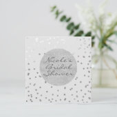 Lichtgrijs & Zilver Glanzende Confetti Stippen Mod Kaart (Staand voorkant)