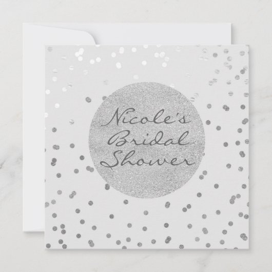 Lichtgrijs & Zilver Glanzende Confetti Stippen Mod Kaart (Voorkant)