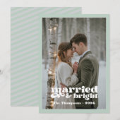 Lichtgrijs & Zilver-groen Jonggehuwd Kerstmis Feestdagenkaart (Voorkant / Achterkant)