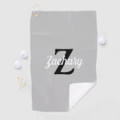 Lichtgrijs Zwart Monogram Op Maat Golfhanddoek (Insitu)
