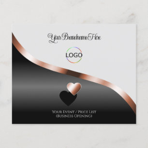 Lichtgrijs Zwart Wavy Roos Gold Decor Hearts Logo Flyer