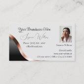 Lichtgrijs Zwart Wavy Roos Gold Decor Logo Foto Visitekaartje (Achterkant)