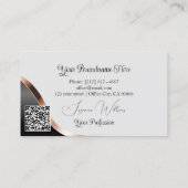 Lichtgrijs Zwart Wavy Roos Gouden Harten en QR-cod Visitekaartje (Achterkant)