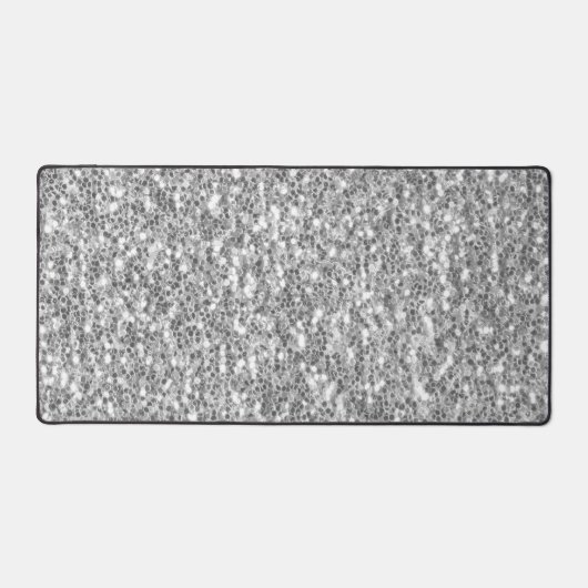 Lichtgrijs zwart wit glitter schittert bureaumat (Voorkant)