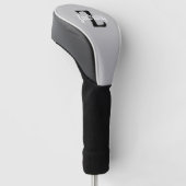 Lichtgrijs Zwart Wit Retro Monogram Persoonlijk Golfheadcover (Schuin)