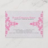 Lichtgrijze achtergrond en roze bloemenkant visitekaartje (Achterkant)