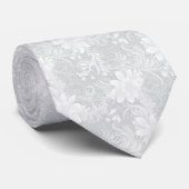 Lichtgrijze bloem batik stropdas (Opgerold)