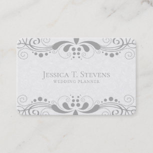 Lichtgrijze bloemenzwenkende kant visitekaartje