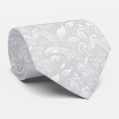 Lichtgrijze botanische batik stropdas (Opgerold)