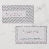 Lichtgrijze Chevron Patroon Linnen Textuur 3a Visitekaartje (Voorkant / Achterkant)