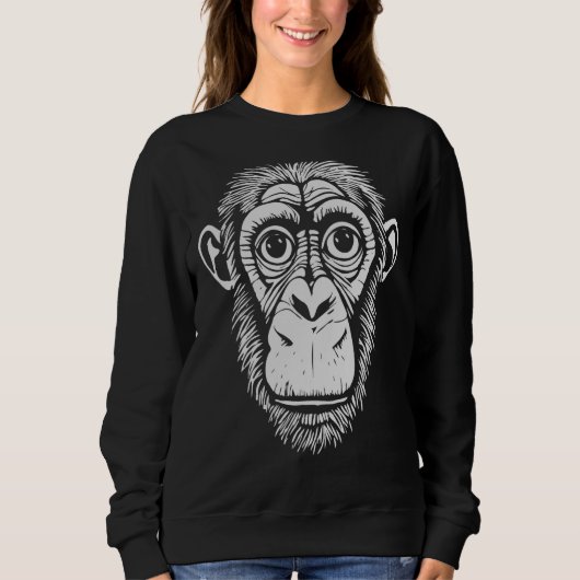 Lichtgrijze chimpansee Ape not Monkey Cute Chim Trui (Voorkant)