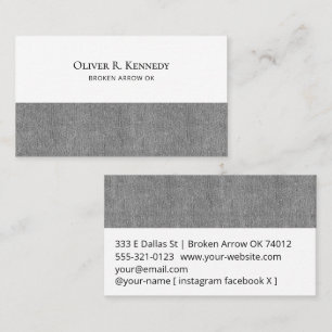 Lichtgrijze denim accent afdruk op wit visitekaartje