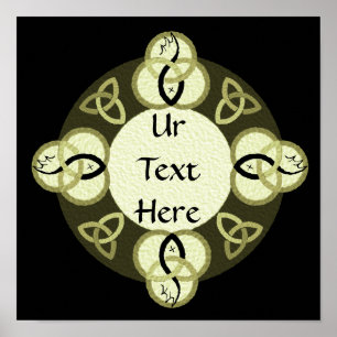 Lichtgrijze drie-eenheid en zwart vis monogram poster