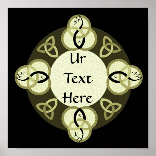 Lichtgrijze drie-eenheid en zwart vis monogram poster (Voorkant)