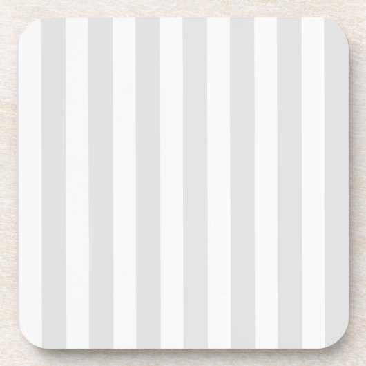 Lichtgrijze en witte snoepjes strepen bier onderzetter (Voorkant)