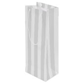 Lichtgrijze en witte snoepjes strepen wijn cadeautas (Achterkant Gekanteld)