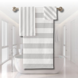 Lichtgrijze en witte strepen bad handdoek