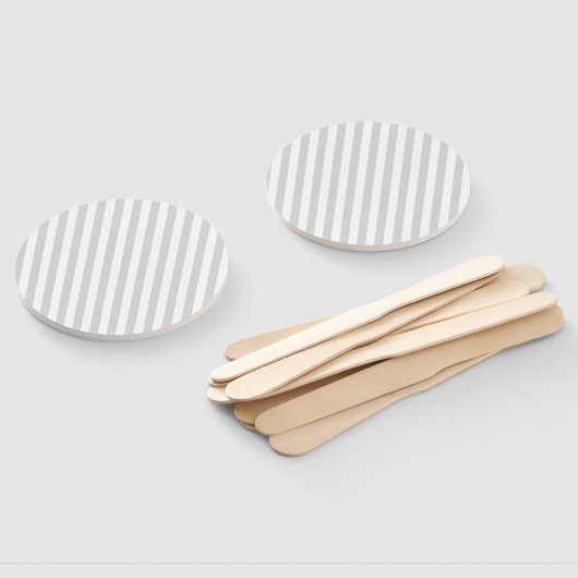 Lichtgrijze en witte strepen handwaaier (Niet-gemonteerd)