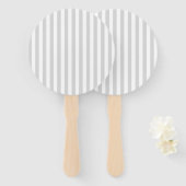 Lichtgrijze en witte strepen handwaaier (Voorkant en achterkant)