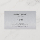 Lichtgrijze geborsteld aluminium textuur visitekaartje (Achterkant)