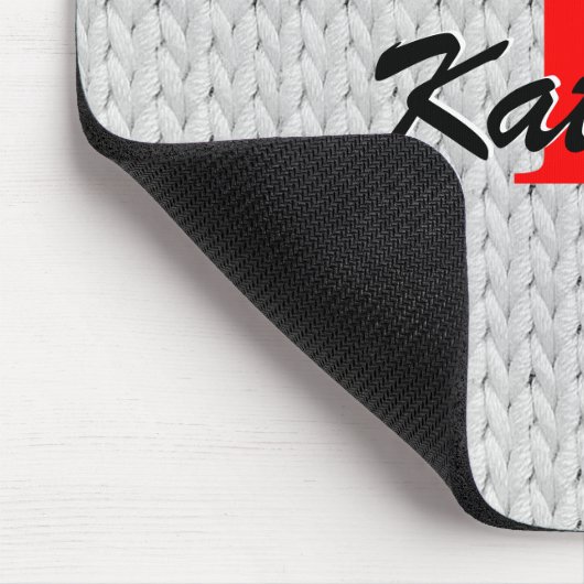 Lichtgrijze gebreide textuur Muismat met monogram (Hoek)