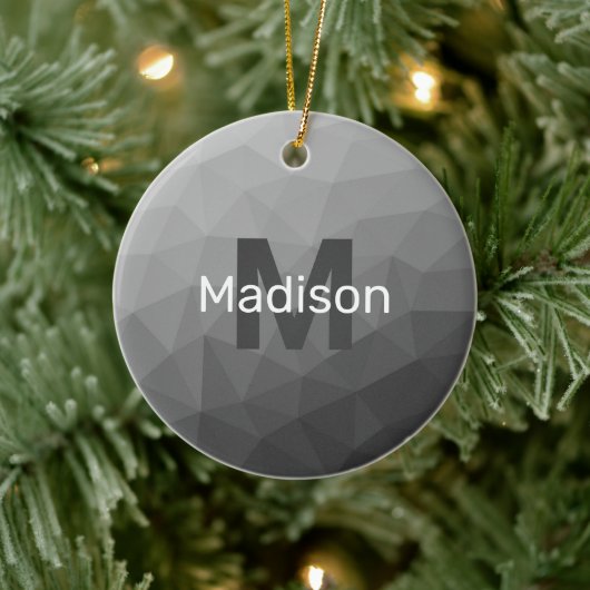 Lichtgrijze geometrische mesh-monogram met verloop keramisch ornament (Boom)